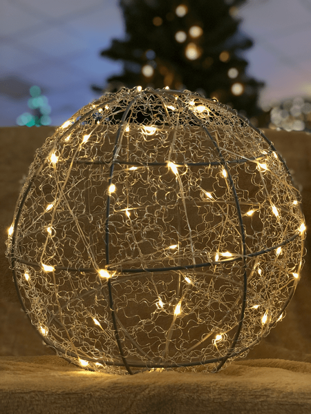 Куля декоративна срібна, 25 см, 30 led Luca Lighting 8718861660951 фото