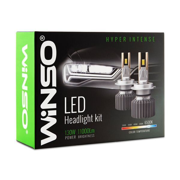 Автолампа Winso LED H4 12/24V 130Вт 11000Лм 6500K CSP3570 2шт 799400 фото
