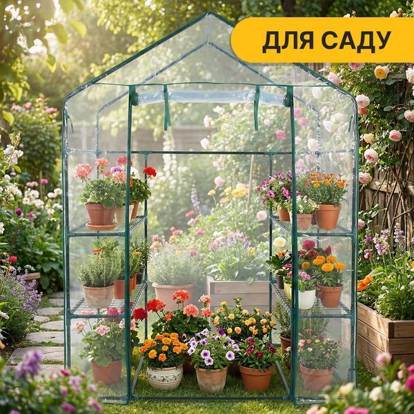 Стелаж-теплиця LEOBRO 143x73x195 см на 4 полиці (LB-G120) LB-G120 фото