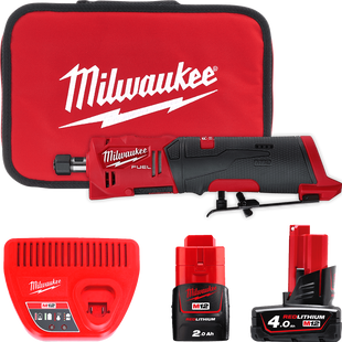Акумуляторная цангова прямошліфмашина M12FDGS-422B FUEL MILWAUKEE (акум 2Аг, акум. 4Аг, зарядний пристрій, цанга 6 мм, цанга 8 м 4933471436 фото