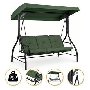 Садова гойдалка з товстим матрацом LEOBRO Luxury Pro Green (LB-1047) LB-1047 фото