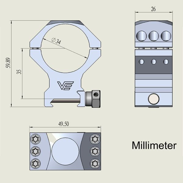 Кольца Vector Optics X-Accu 34 мм Weaver средние 5003020 фото