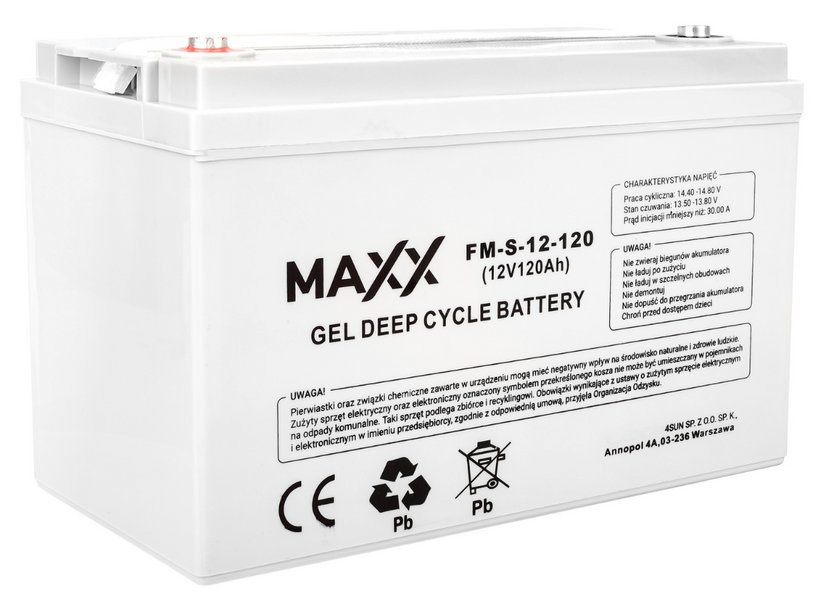 Гелевий Акумулятор 120Ah 12V 4SUN MAXX GEL DEEP CYCLE (12-FM-S-120) 12-FM-S-120 фото