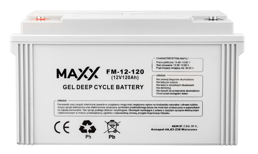 Гелевий Акумулятор 120Ah 12V 4SUN MAXX GEL DEEP CYCLE (12-FM-120) 12-FM-120 фото