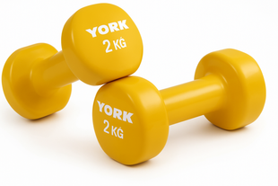 Гантелі для фітнесу вінілові круглі York Fitness 2х2кг жовтий 00-G00000407 фото
