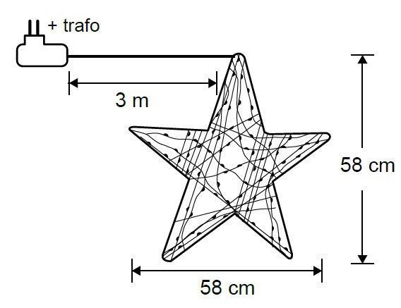 Зірка декоративна срібна, діам. 58 см, 120 led, Luca Lighting 8718861660845 фото