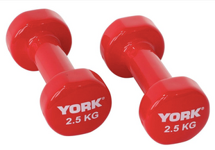 Гантелі для фітнесу вінілові круглі York Fitness 2х2,5кг червоний 00-G00000408 фото