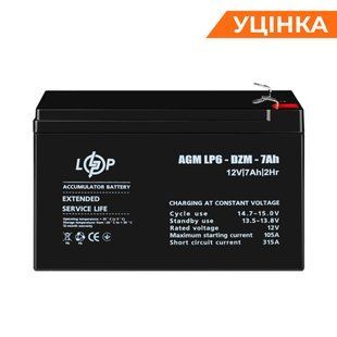Розпродаж (16152) Тяговий свинцево-кислотний AGM акумулятор LP 6-DZM-7 Ah (07-2023) LP38319 фото