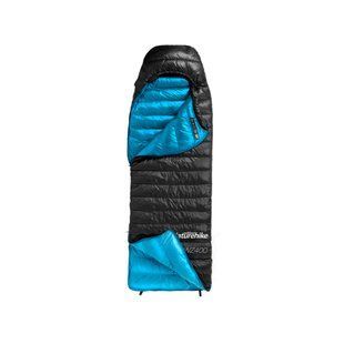 Спальник з натуральним пухом Naturehike CW400 NH18C400-D, p-р L, чорно-блакитний 6927595794548 фото