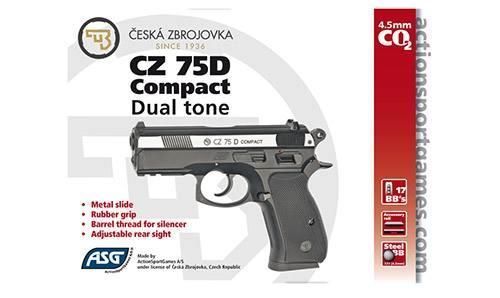 Пістолет пневматичний ASG CZ 75D Compact 4,5 мм вставка нікель 2370.25.21 фото