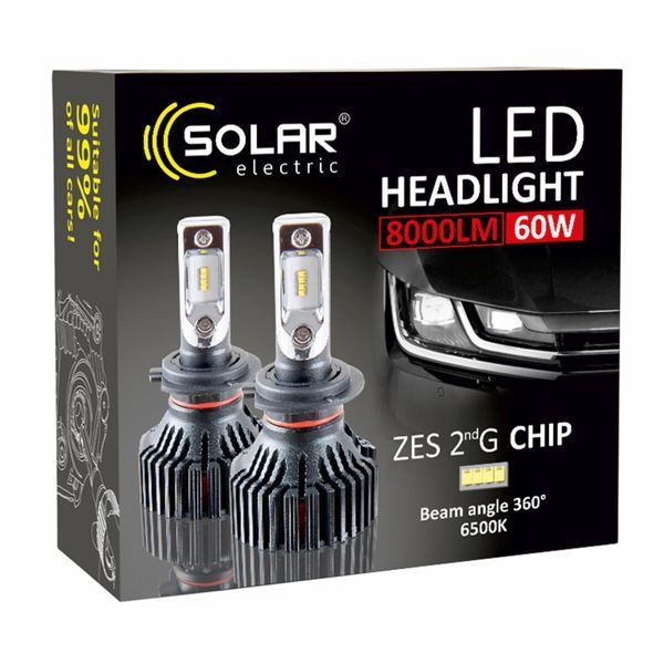 LED автолампа Solar H11 12/24V 6500K 8000Lm 60W ZES Chip 8311 фото