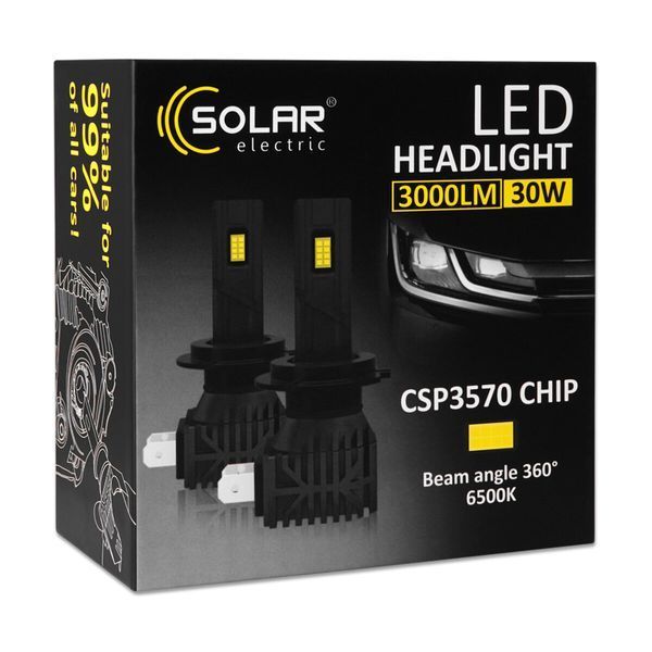 Автолампа Solar LED H1 12/24V 30W 3000Lm 6500K CSP3570 2шт 8401S2 фото