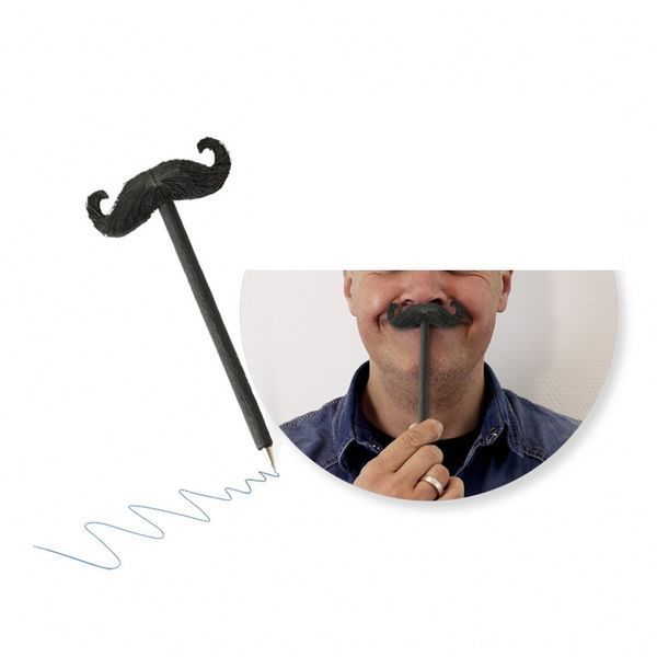 Ручка кулькова з вусами-гумкою Invotis "Mustache" 1616 фото