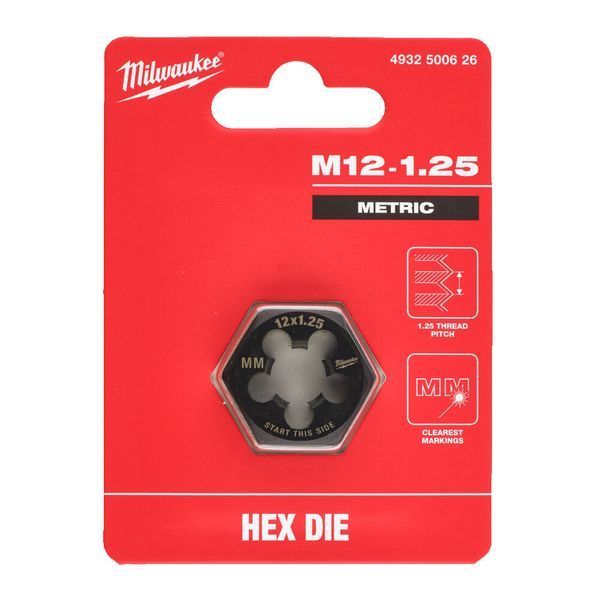Плашка шестигранна MILWAUKEE, М12-1,25мм 4932500626 фото