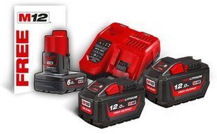 Енергокомплект MILWAUKEE, M18 HNRG-122 (+ заряд.пристрій, 2 акум. M18 HB12(12Аг), 1акум. M12 B6(6Аг) 4933464261 фото