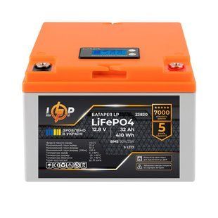Акумулятор LP LiFePO4 12,8V - 32 Ah (410Wh) (BMS 50А/25A) пластик LCD для ДБЖ LP23830 фото