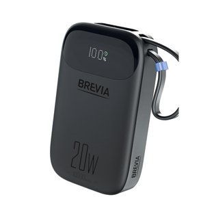 Повербанк (Power Bank) Brevia ePower 10000mAh PD20W CompactMini LCD чорний + кабель 45420CMB фото