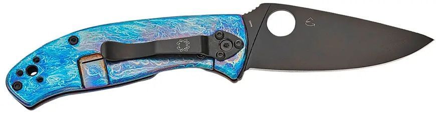 Ніж Spyderco Tenacious Black Blade D2 Titanium Blue 87.16.89 фото