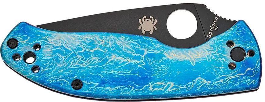 Ніж Spyderco Tenacious Black Blade D2 Titanium Blue 87.16.89 фото