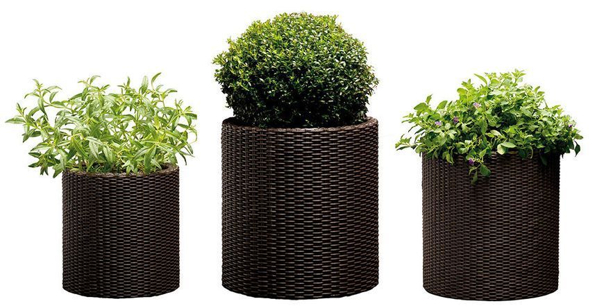 Горщик для квітів Keter 39 л. Cylinder Planter Large, коричневий 7290103664206 фото