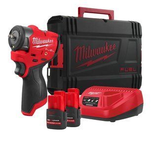 Гайковерт акумуляторний безщітковий 1/4'' MILWAUKEE, M12 FSCIWF14-252X, 136Нм, з кільцем (зарядний пристрій С12 С, 2 акумулятори 4933498974 фото