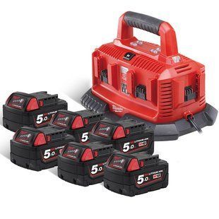 Енергокомплект Li-Ion MILWAUKEE, M18 NRG-506 (зарядний пристрій M1418 C6, 6 акумуляторів М18 В5 5Аг) 4933471821 фото