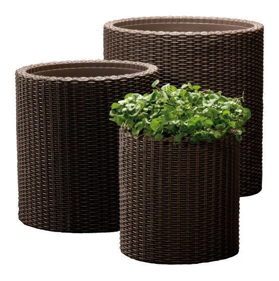 Горщик для квітів Keter 7 л. Cylinder Planter Small, коричневий 7290103664183 фото