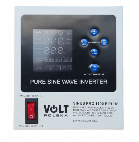Комплект Volt Polska SINUS PRO 1100 E PLUS 12/230V 700/1100 + Акумулятор AGM 12V 100 Ah 1100EP100AGM фото