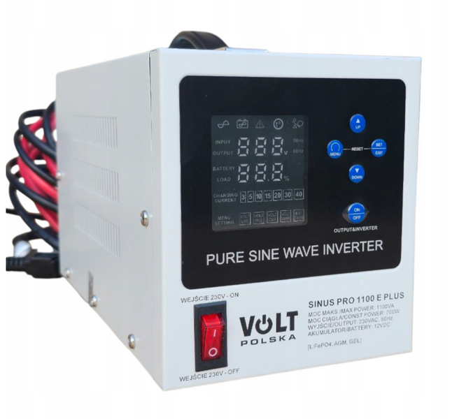 Комплект Volt Polska SINUS PRO 1100 E PLUS 12/230V 700/1100 + Акумулятор AGM 12V 100 Ah 1100EP100AGM фото