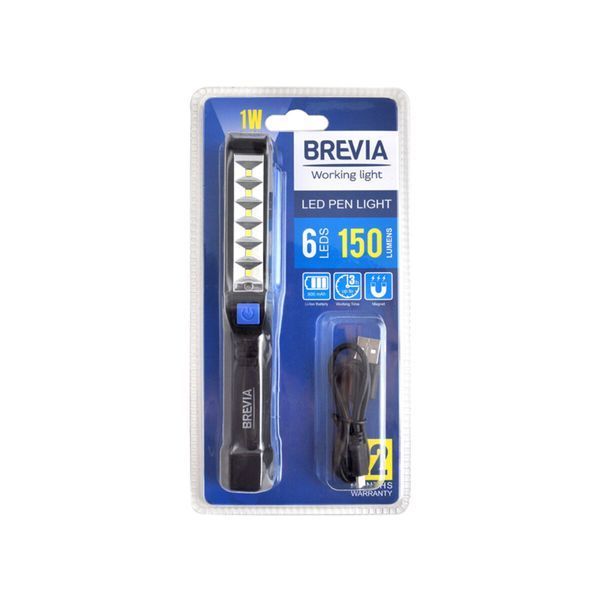 Ліхтар інспекційний Brevia LED Pen Light 6SMD+1W LED 150lm 900mAh microUSB 11210 фото