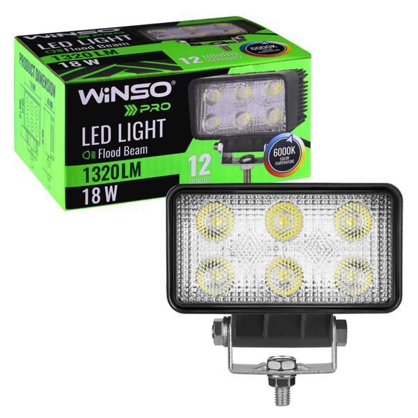 Фара світлодіодна Winso Pro EPISTAR white розсіяний 10-30V, 18W (6x3W), 1шт 780310 фото