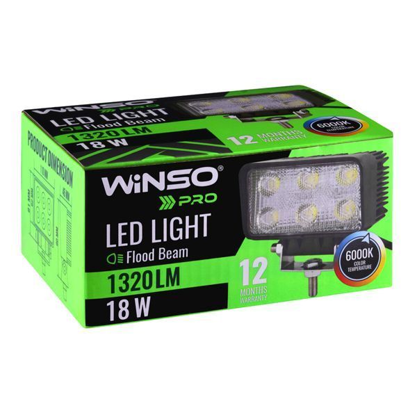 Фара світлодіодна Winso Pro EPISTAR white розсіяний 10-30V, 18W (6x3W), 1шт 780310 фото