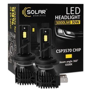 Автолампа Solar LED H7 12/24V 30W 3000Lm 6500K CSP3570 2шт 8407S2 фото