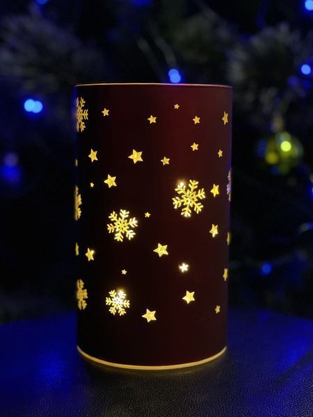 Світильник декоративний скляний Luca Lighting , led 15, 9*15 см, червоний, сніжинки, 3АА 8720362197614_1 фото