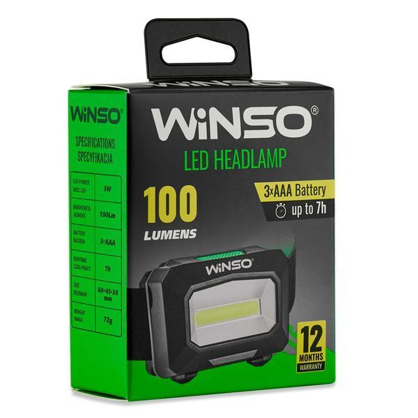 Ліхтар налобний Winso 100Lm, 3W COB, 3xAAA, білий/червоний 750100 фото
