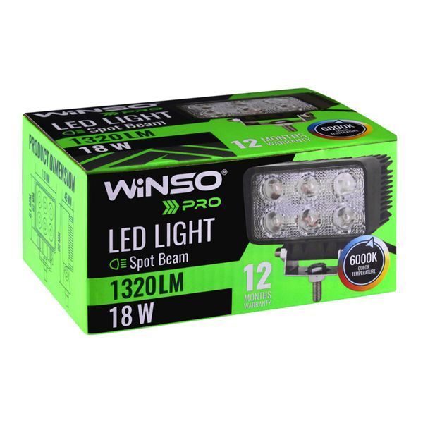 Фара світлодіодна Winso Pro EPISTAR white точковий 10-30V, 18W (6x3W), 1шт 780320 фото