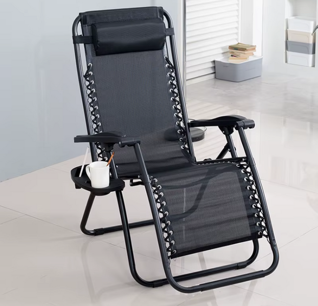 Розкладне крісло шезлонг LEOBRO Zero Gravity Black (LB-ZGC-A1-BLK) LB-ZGC-A1-BLK фото