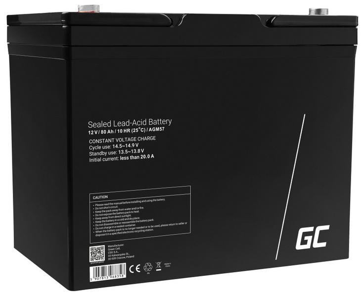 Акумулятор Green Cell AGM VRLA 80Ah 12V (AGM57) AGM57 фото