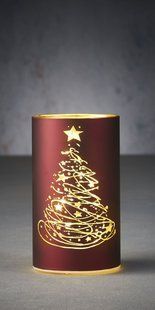 Світильник декоративний скляний Luca Lighting , led 15, 9*15 см, червоний, сніжинки, 3 АА 8720362197614_2 фото