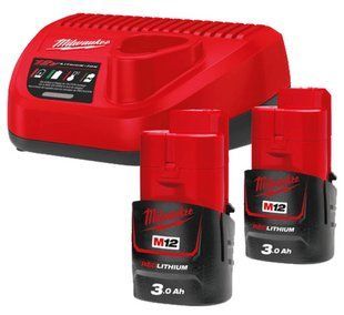 Енергокомплект акумуляторний Li-Ion M12 NRG-302 (B3 2шт +зар.пристр. С12С) MILWAUKEE 4933451902 фото