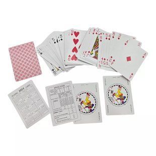 Карти гральні пластикові 56 шт Jeux De Cartes RAMI червона сорочка 4 індекси (DN36199) DN36199 фото