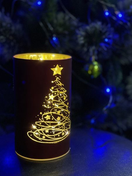Світильник декоративний скляний Luca Lighting , led 15, 9*15 см, червоний, сніжинки, 3 АА 8720362197614_2 фото