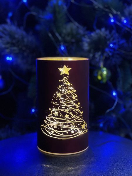 Світильник декоративний скляний Luca Lighting , led 15, 9*15 см, червоний, сніжинки, 3 АА 8720362197614_2 фото