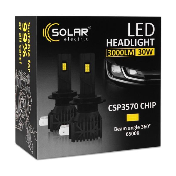 Автолампа Solar LED H8-H11-H16 12/24V 30W 3000Lm 6500K CSP3570 2шт 8411S2 фото