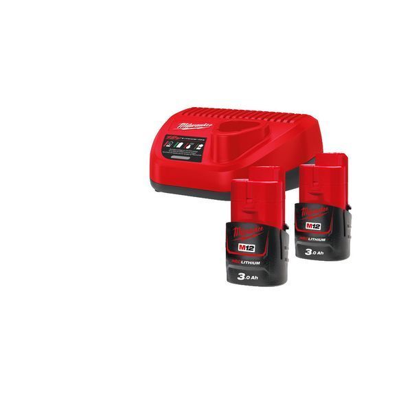 Енергокомплект акумуляторний Li-Ion M12 NRG-302 (B3 2шт +зар.пристр. С12С) MILWAUKEE 4933451902 фото