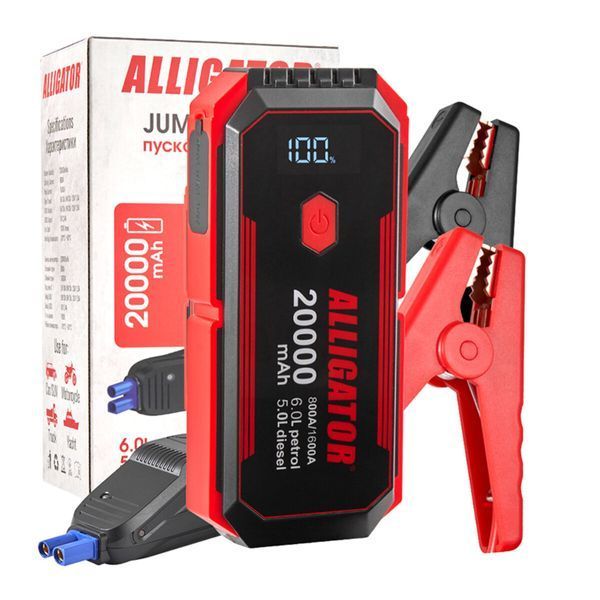 Пусковий пристрій Alligator Jump Starter 800A/1600A 20000mAh зі Smart-клемами JS843 фото