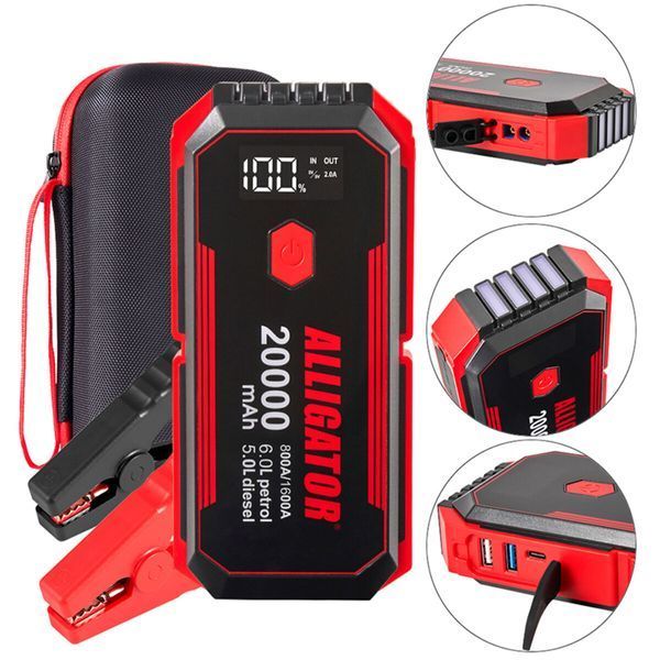 Пусковий пристрій Alligator Jump Starter 800A/1600A 20000mAh зі Smart-клемами JS843 фото