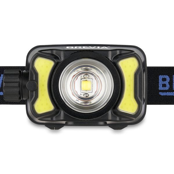Ліхтар налобний Brevia 550Lm, 3W CREE XPG+COB, 1200mAh/3xAAA, Zoom, з сенсором білий/червоний 14500ERBX1 фото