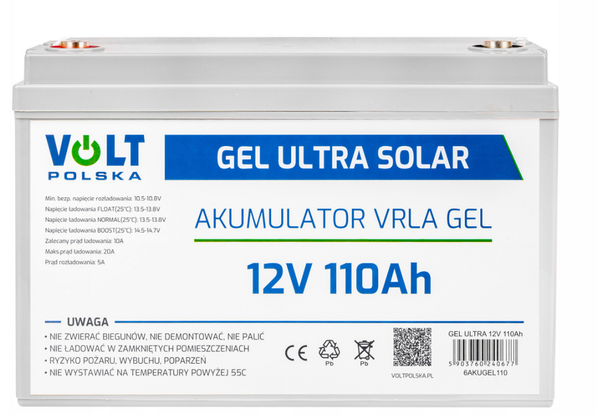 Комплект Volt Polska SINUS PRO 1100 E PLUS 12/230V 700/1100W + Акумулятор GEL 12V 110 Ah 1100EP110GEL фото