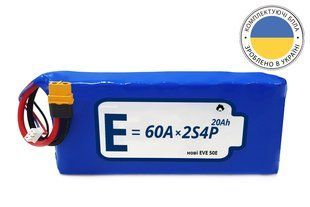 Акумуляторна батарея 2S4P Energy Life 19600 мАч EVE 21700-EVE50E Li-Ion 12AWG XT60-F (001) 2722329861190 фото